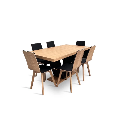Stół z krzesłami, stół rozkładany 160/90 + 2x40 cm SJ80 + 6 krzeseł Luka
