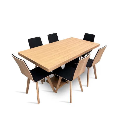 Stół z krzesłami, stół rozkładany 160/90 + 2x40 cm SJ80 + 6 krzeseł Luka