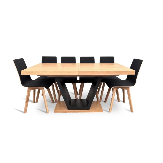 Stół z krzesłami, stół rozkładany 160/90 + 2x40 cm SJ80 + 6 krzeseł Luka
