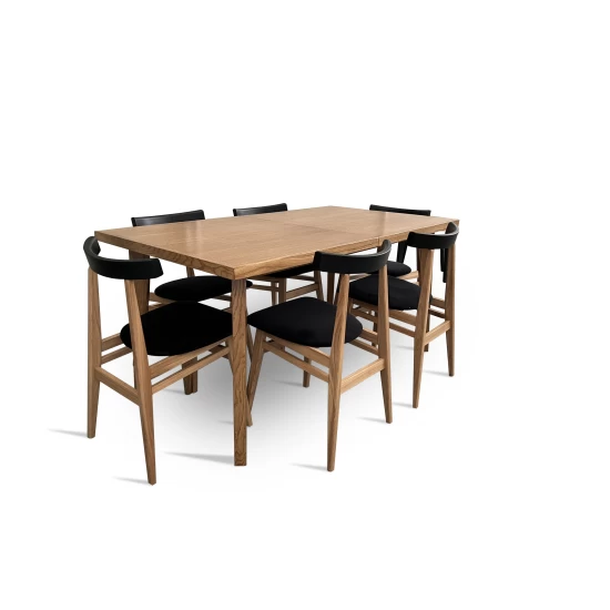 Stół z krzesłami, stół rozkładany 160/90 + 1x50 cm Bonzo + 6 krzeseł loft