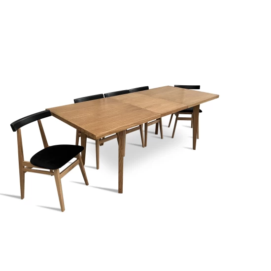 Stół z krzesłami, stół rozkładany 160/90 + 1x50 cm Bonzo + 6 krzeseł loft
