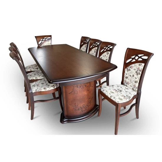 Stół z krzesłami, stół rozkładany Dalia 250/100+ 2x50 cm + 8 krzeseł KW73