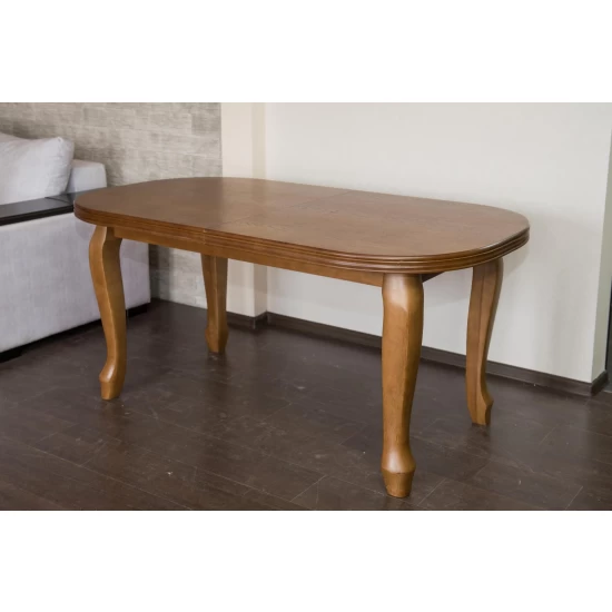 Stół rozkładany 160+2x40 cm Ludwik + 6 Krzeseł CORTEZ Skóra Naturalna