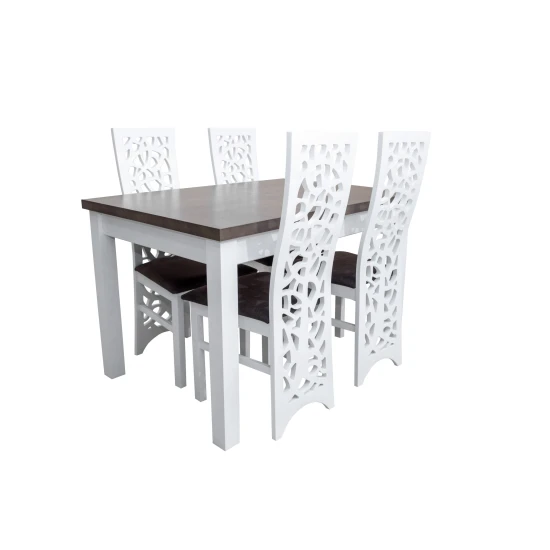 Zestaw do jadalni - Stół rozkładany 120/78 + 40 cm SJ01 + 6 krzeseł KW76
