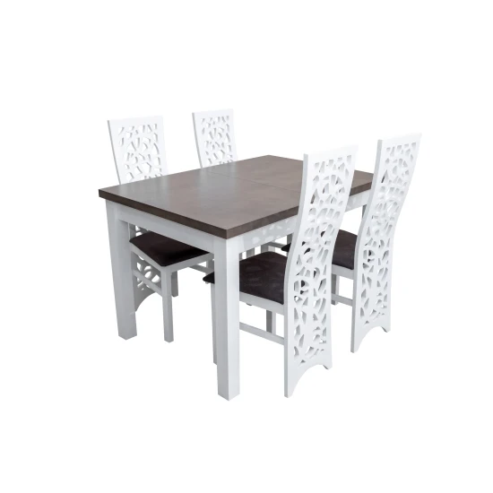 Zestaw do jadalni - Stół rozkładany 120/78 + 40 cm SJ01 + 6 krzeseł KW76