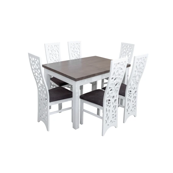 Zestaw do jadalni - Stół rozkładany 120/78 + 40 cm SJ01 + 6 krzeseł KW76