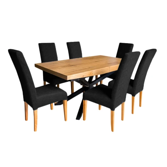 Stół rozkładany SJ50 160/88 + 2x40 cm + 6 krzeseł Igor