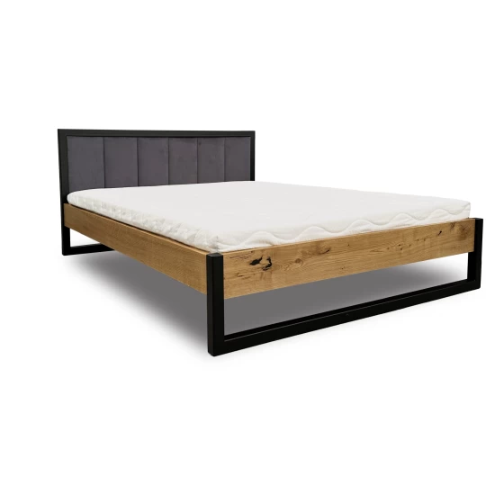 Łóżko metalowe 180x200 cm łóżko do sypialni Karmel II LOFT z tapicerowanym zagłowiem