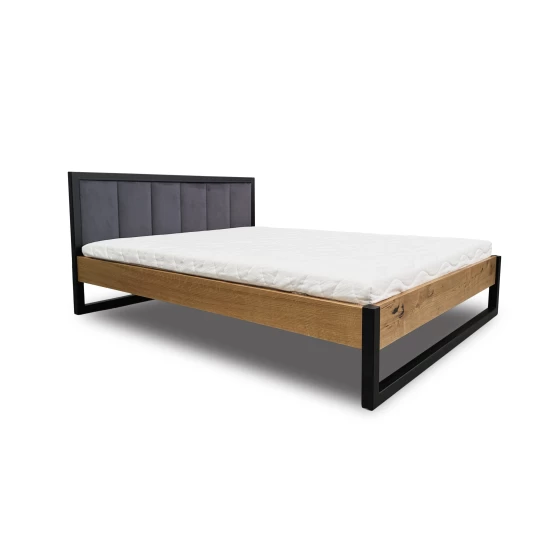 Łóżko metalowe 180x200 cm łóżko do sypialni Karmel II LOFT z tapicerowanym zagłowiem