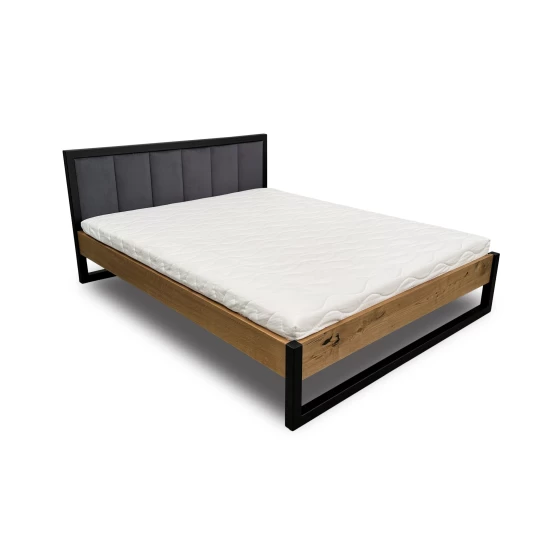 Łóżko metalowe 180x200 cm łóżko do sypialni Karmel II LOFT z tapicerowanym zagłowiem