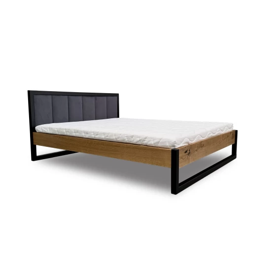Łóżko metalowe 180x200 cm łóżko do sypialni Karmel II LOFT z tapicerowanym zagłowiem