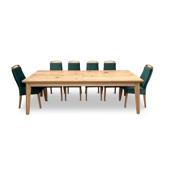 Zestaw mebli: Stół rozkładany, stół dębowy 250/100 + 3x50 cm LUIS Max w stylu LOFT + 10 krzeseł K136