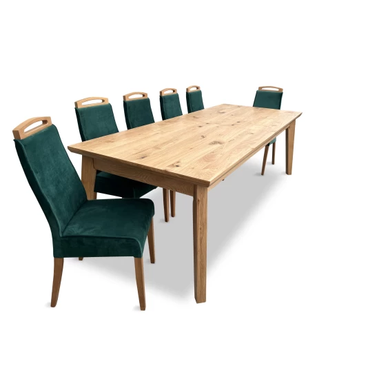 Zestaw mebli: Stół rozkładany, stół dębowy 250/100 + 3x50 cm LUIS Max w stylu LOFT + 10 krzeseł K136