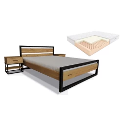 Łóżko dębowe 160x200 Karmel z materacem piankowym Hilding Salsa