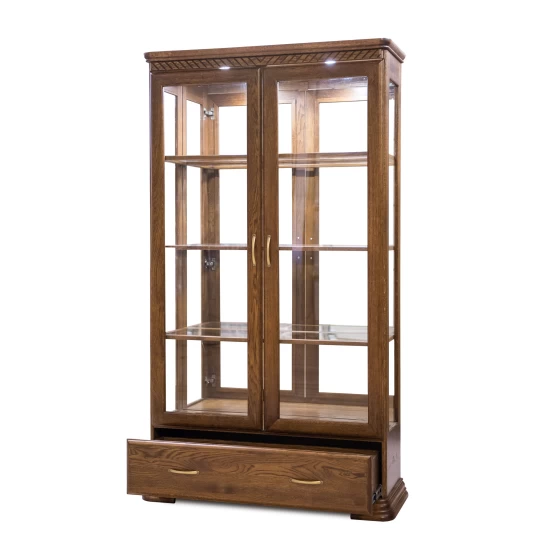 Witryna dębowa witryna szklana Classic 1 2D1S szerokość 110 cm