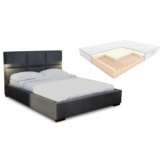 Łóżko tapicerowane 160x200 Kenzo z materacem piankowym Hilding Salsa