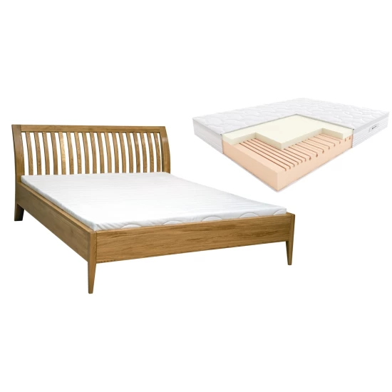 Łóżko dębowe 160x200 Paola z materacem piankowym Hilding Salsa