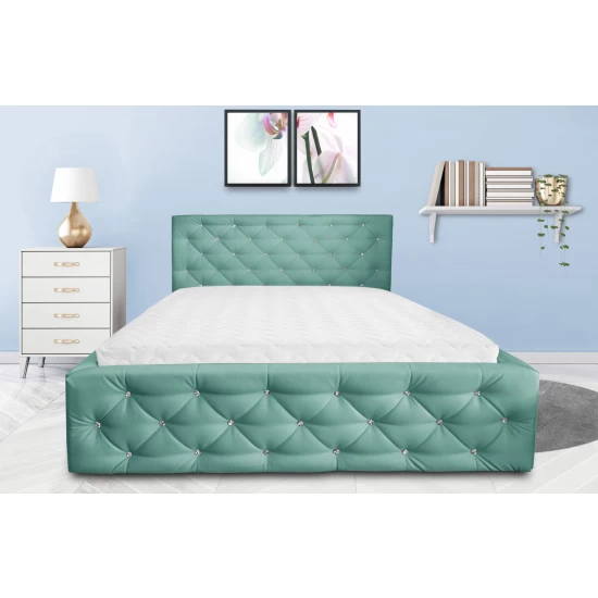 Łóżko G PIK KARO 140/200 cm tapicerowane z kryształki w Stylu Glamour