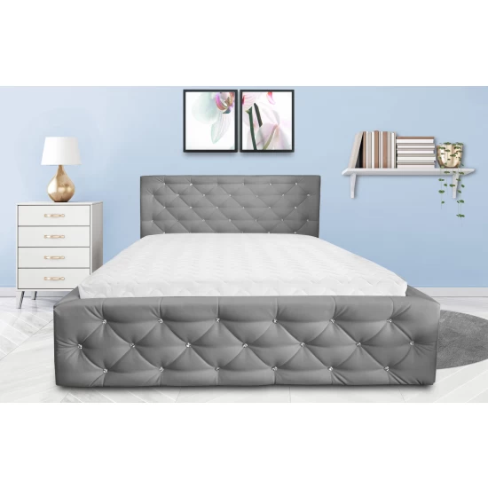 Łóżko G PIK KARO 200/200 cm tapicerowane z kryształki w Stylu Glamour