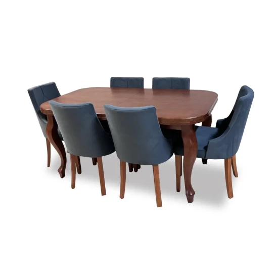 Stół Ludwik rozkładany 180/90 + 2 x 45 cm + 6 krzeseł KW100
