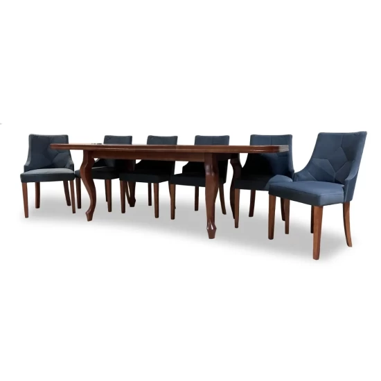 Stół Ludwik rozkładany 180/90 + 2 x 45 cm + 6 krzeseł KW100