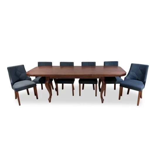 Stół Ludwik rozkładany 180/90 + 2 x 45 cm + 6 krzeseł KW100