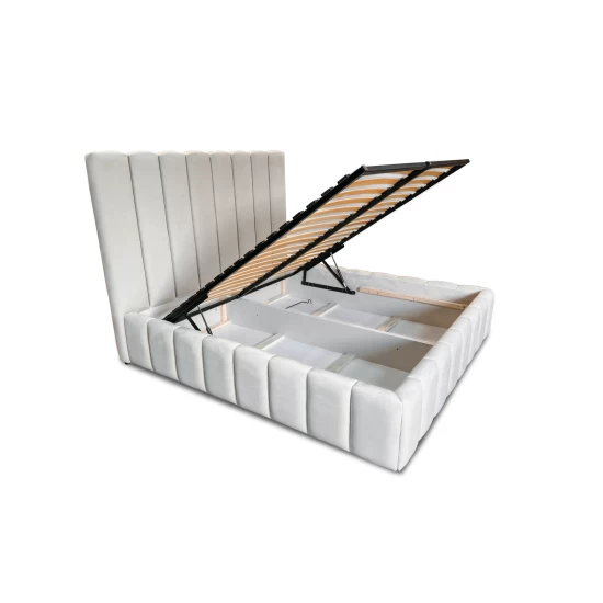 Łóżko tapicerowane GLAM GOLD 180/200 cm ze stelażem w stylu glamour, pojemnik na pościel
