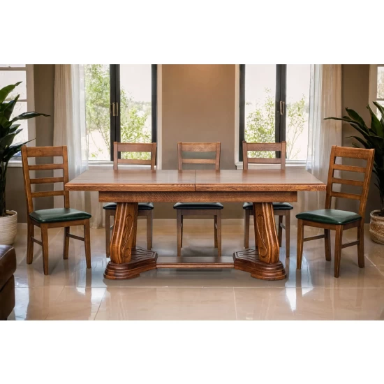 Stół dębowy Capri 200/100 cm + 2x50 cm + 6 krzeseł Cortez
