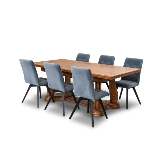 Stół dębowy Capri 200/100 + 2x50 cm + 6 krzeseł KW110