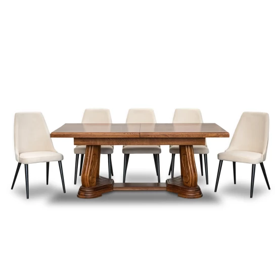 Stół Capri 200/100 cm + 2x50 cm + 6 krzeseł Olo