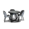 Zestaw: Stół Wj971 black fi100 + 2x wkładki 50 cm + 4 krzesła KW112