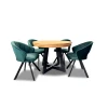 Stół Loft IV 100 cm, 2x wkładki 50 cm + 4 krzesła obrotowe Faro