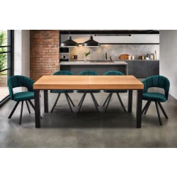 Stół Kuba 160/90 + 2x wkładki 40 cm + 6x krzeseł Faro