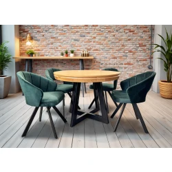 Stół Loft IV 100 cm, 2x wkładki 50 cm + 4 krzesła obrotowe Faro