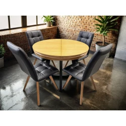 Stół Loft IV + 4 krzesła KW110 skóra naturalna