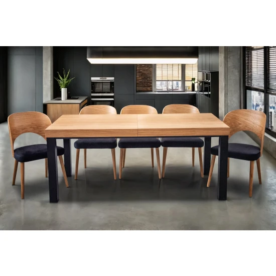 Zestaw: Stół Kuba 160/90 + 2 x 40 cm + krzesła KW112