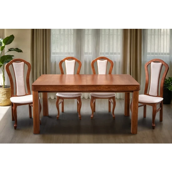 Stół Borys 160/90 + 2 x 40 cm + 6 krzeseł Kw15