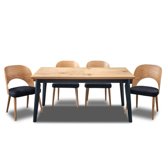 Zestaw: Stół Luis 160/90 + 2 x 40 cm + krzesła KW112