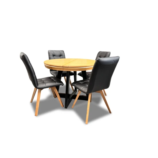 Stół Loft IV + 4 krzesła KW110 skóra naturalna