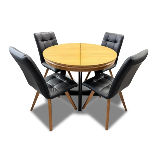 Stół Loft IV + 4 krzesła KW110 skóra naturalna