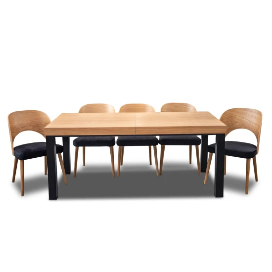 Zestaw: Stół Kuba 160/90 + 2 x 40 cm + krzesła KW112