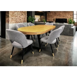 Stół Loft IV 100 cm 2 wkładki 50 cm + 6 krzeseł KW112