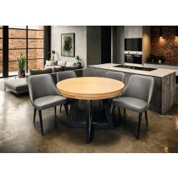 Stół Loft IV 100 cm, 2x wkładki 50 cm + 4 krzesła Filip