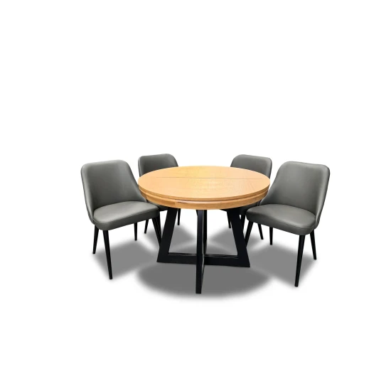 Stół Loft IV 100 cm, 2x wkładki 50 cm + 4 krzesła Filip