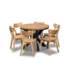 Stół okrągły rozkładany 100 + 2 x 50 cm LOFT + 6 krzeseł Jack