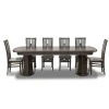 Stół Dalia standard orzech 250/100 + 2 x 50 cm + 8 krzeseł KJ44