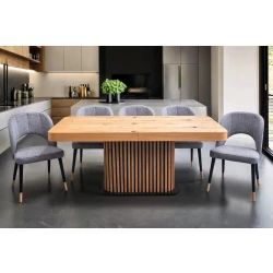 Stół Lamel 180/90 + 2 wkładki po 40 cm + 6 krzeseł KW112