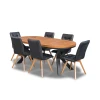 Stół loft X fi 100 + 2 x 50 cm + 6 krzeseł KW110 skóra naturalna