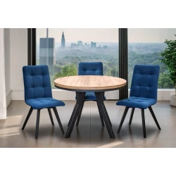 Stół Loft Dąb Artisan Fi 100 + 2 x 50 cm wkładki + 4 krzesła Kw110