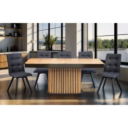Stół Lamel 180/90 +2x40 + 6 krzeseł KW110 tkanina